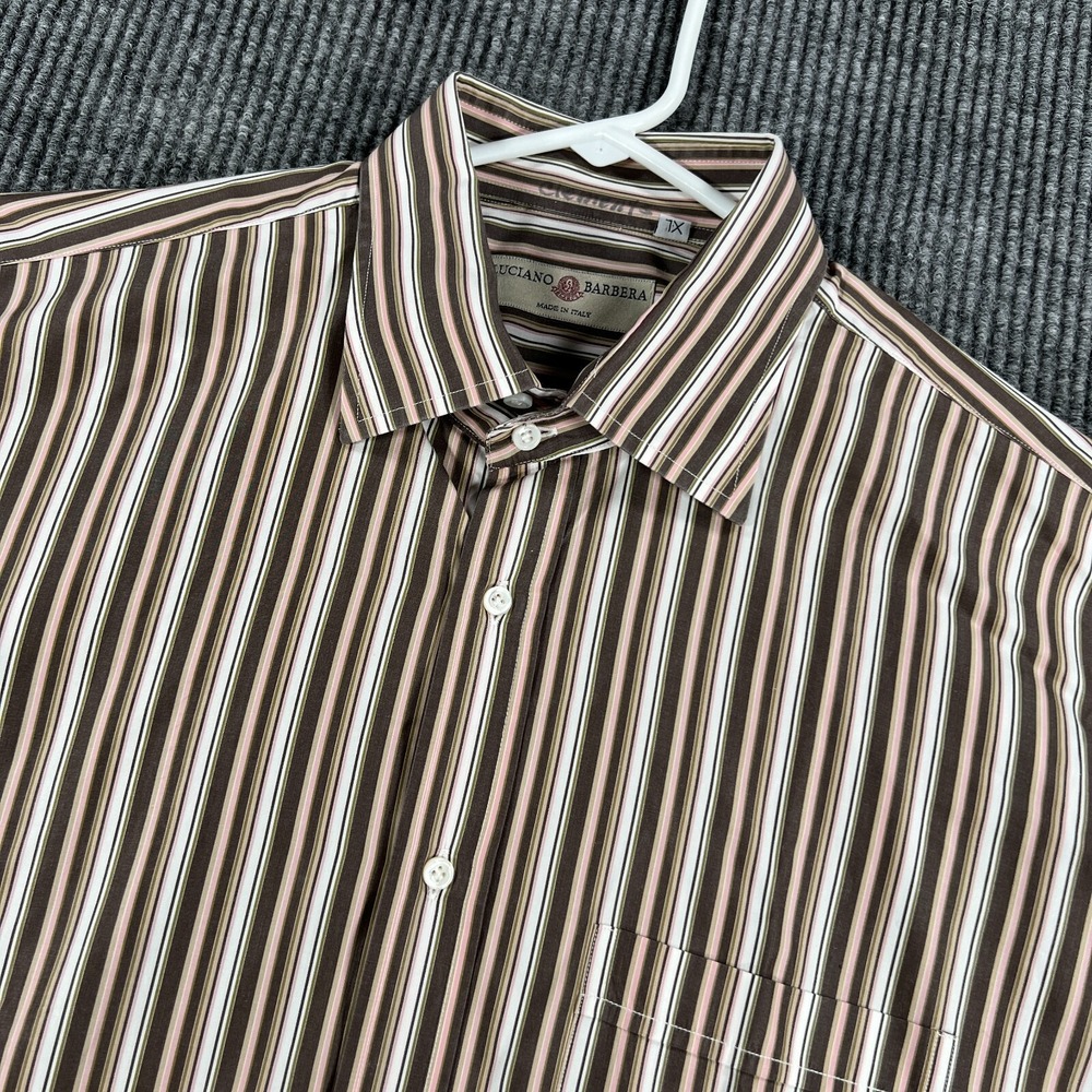 Luciano Barbera Shirt Mens XL Striped Long Sleeve Button Up Dress Italian Made
